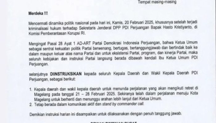 Megawati Soekarnaputi Instruksikan Kepala Daerah dan Wakil Daerah Tidak Ikuti Reatret